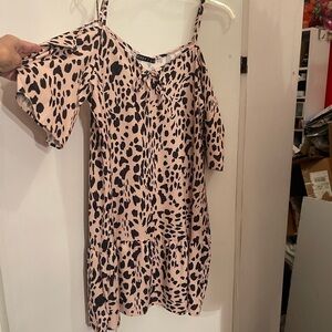C.O.Z.Y. Animal Print Cold Shoulder Dress